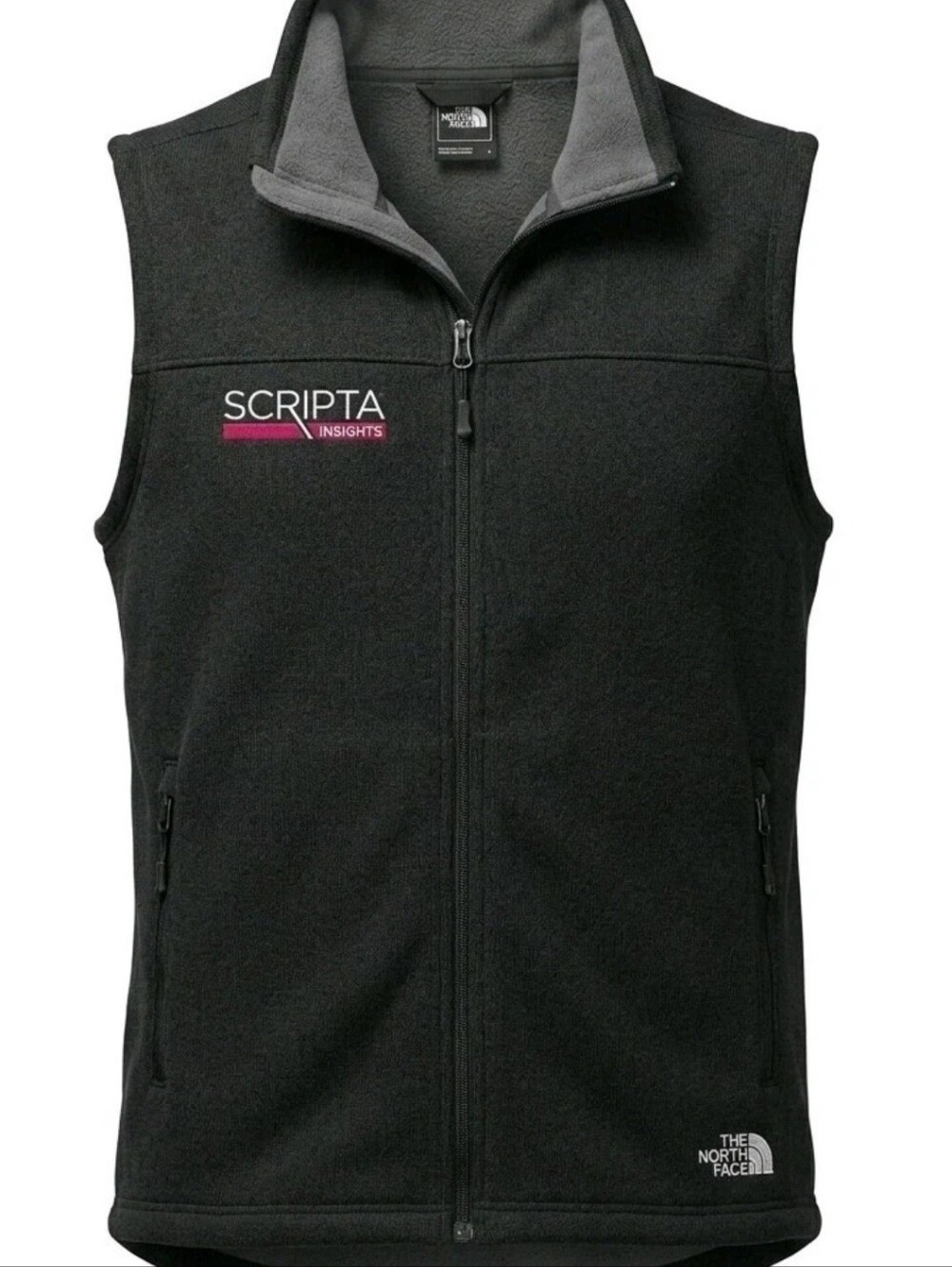 The North Face Vest Mens Large Black Knit Thermal Full Zip Outdoor Jacket Logo